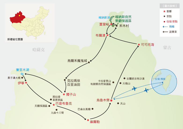 北疆行程地圖